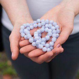 GEMISPHERE Blue Lace Agate Therapeutic Necklace